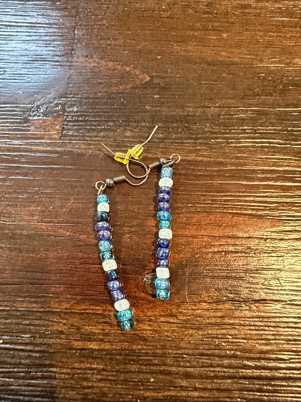 Handmade Blue Beaded Dangle Earrings - Women Jewelry